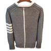 Men's Four-Bar Long-Sleeve Round Neck Sweater – Versatile Autumn/Winter Fashion Pullover