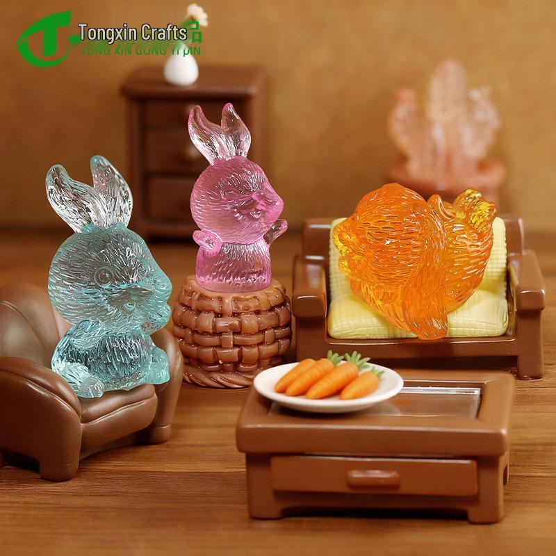 Creative Resin Rabbit Ornament Gem Toy for Children's First Birthday Party Favors