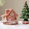 Resin Christmas Village House Decor Cute Christmas House Figurines Winter Fireplace Window Decor New Year 2025