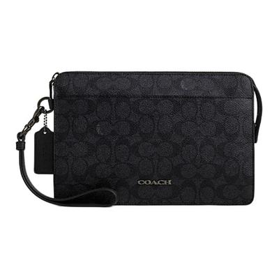 25 Značkové Logo Uzavírání na zip Faux Leather Spojka Střední Pánská spojka Uhlově černá CW168-QBMI5