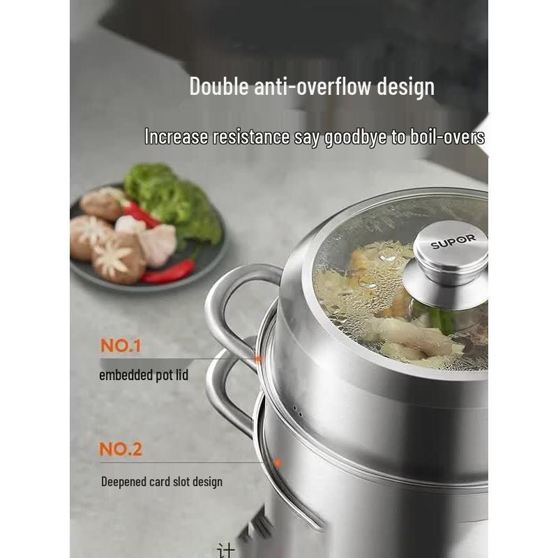 SUPOR European Style 3-Layer Stainless Steel Steamer Pot