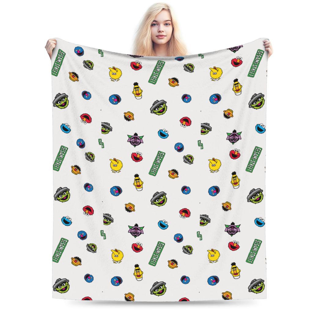 Cookie Monsters Cartoon  Blanket Fleece Decoration Sesame Street SesameStreet Soft Throw Blanket for Sofa Car Plush Thin Quilt