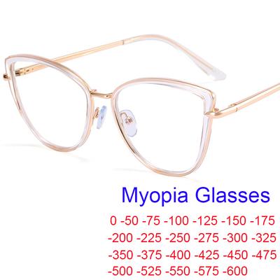 Katzenaugen-Sehstärken-Kurzsichtbrille Klarer Rahmen Marken-Designer Anti-Blaulicht Kurzsichtbrillen Damen-Brillengestelle -1