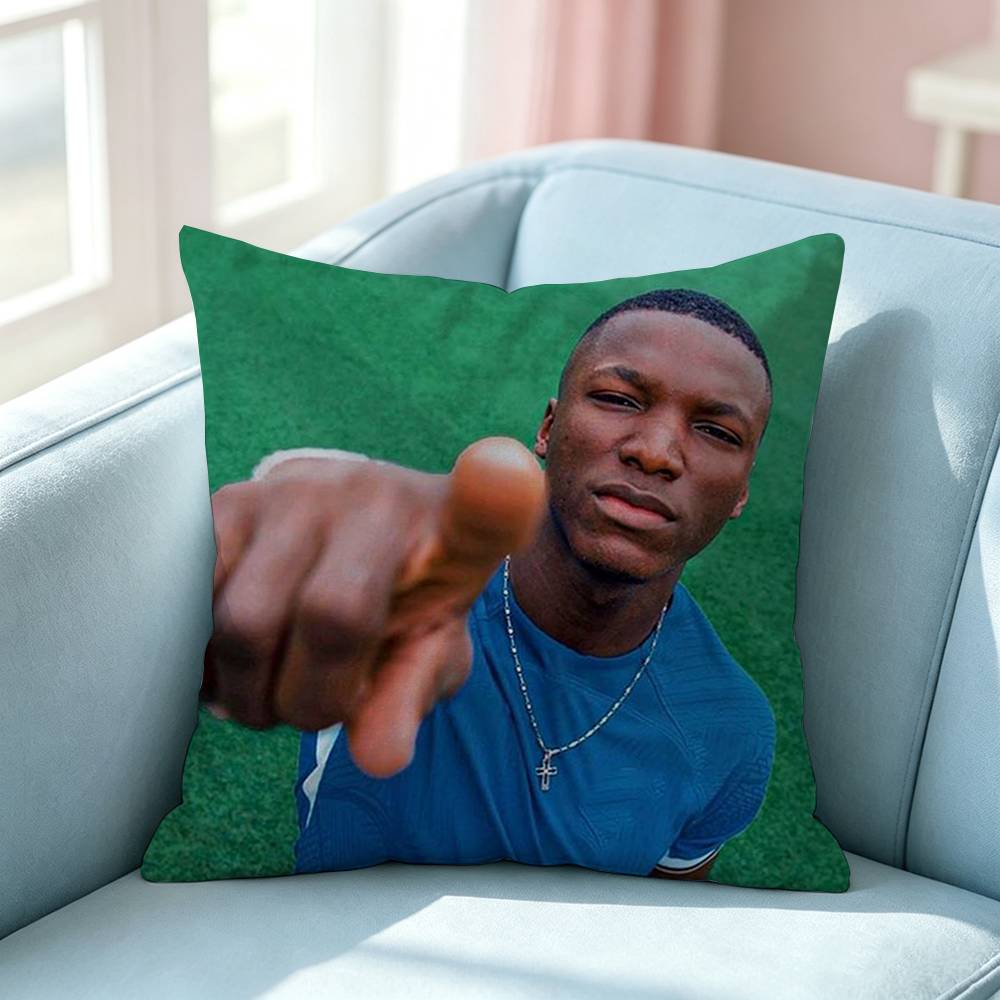 Football Star Moises Caicedo Square DoubleSided printed Pillow Case Bedroom Bedside Pillow Sofa Cushion Cover