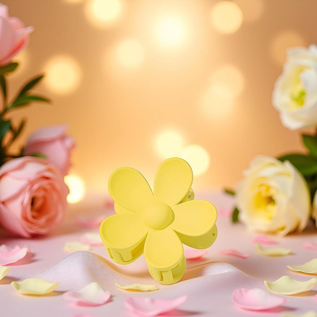 Yellow Hair Claw Clips Flower Shaped Plastic Jaw Clips Anti-scratch Smell-less Useful Hold Tightly Light Hair Accessories for Beauty and Personal