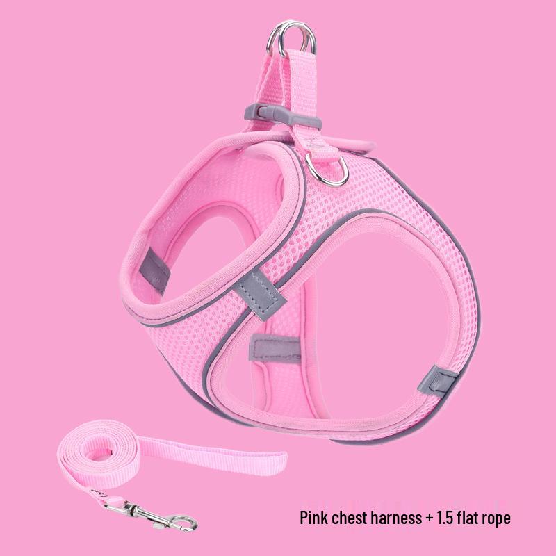 Reflective Nylon Vest-Style Dog Harness and Leash Set