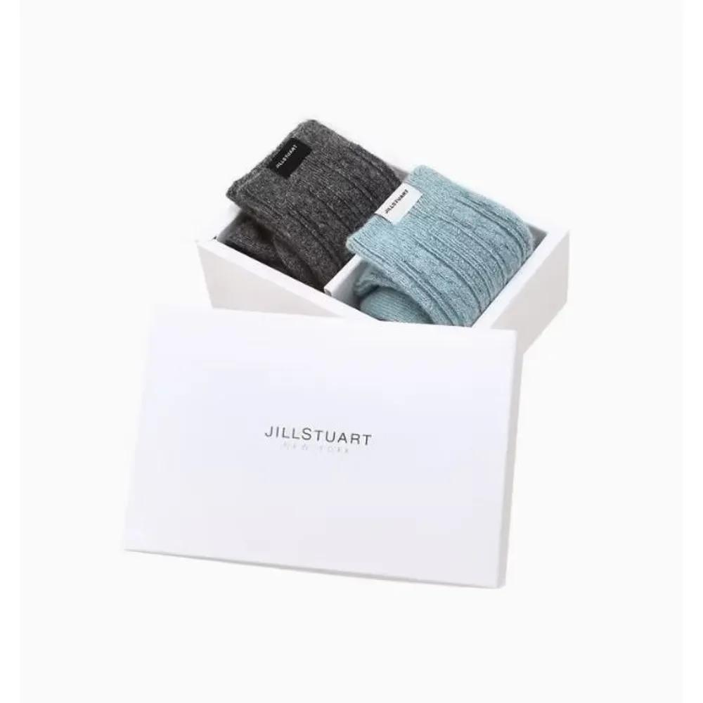 Women's Logo Charcoal Cable Knit Wool Blend Long Socks 2-Piece Set JASS5F031 G2