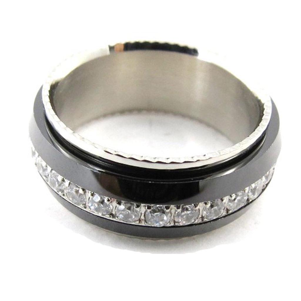 Men's Ring 'Peaceful' Steel Black Ceramic - 9 Mm