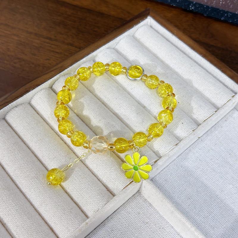 Small Daisy Popcorn Bracelet Women's Versatile Powder Crystal Sunflower Crystal Bracelet
