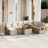 Vidaxl 9-Cz. Garden Furniture Set With Cushions, Beige, Poly Rattan