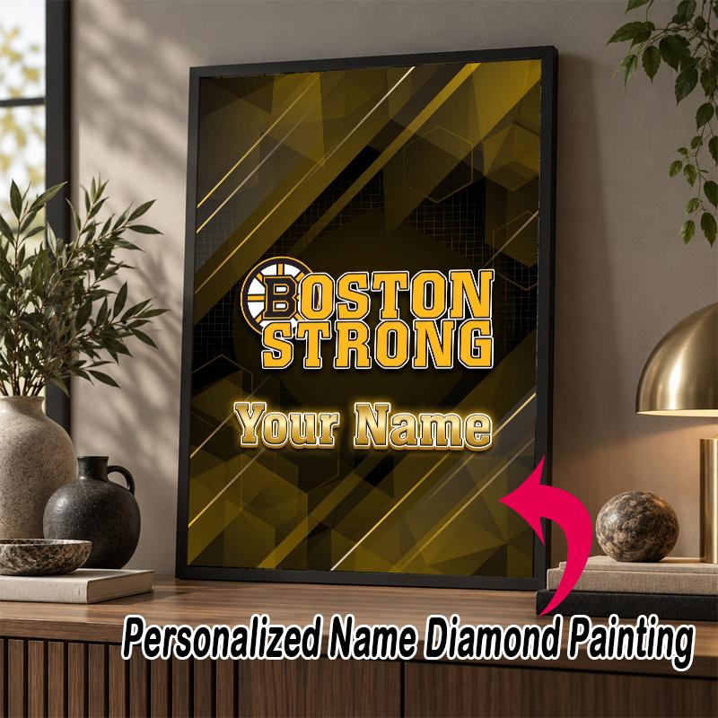 Custom Name Boston Bruins 5D Diamond Painting Personalized Full Drill Diamond Art Kit Gift