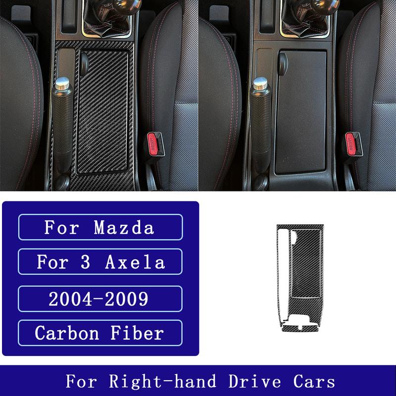 For Mazda 3 Axela 2004-2009 Carbon Fiber Centre Handbrake Storage Panel Trim Cover Car Accessories Interior Decorative Stickers