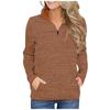 Ladies  Winter Pocket Pullover Long Sleeve Stand Collar Zip Sweatshirt Top