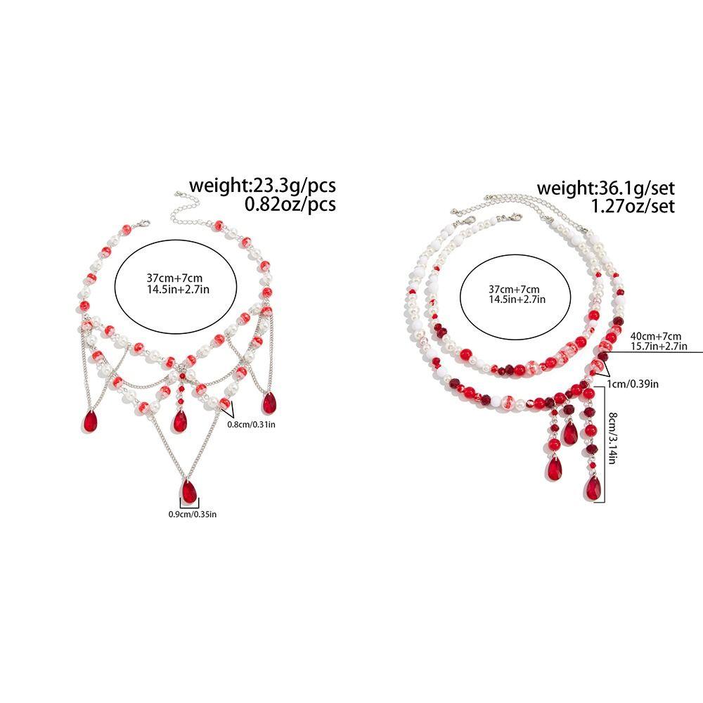 Multilayer Halloween Clavicle Choker Red Gothic Jewelry Fashion Blood Drop Necklace  Party