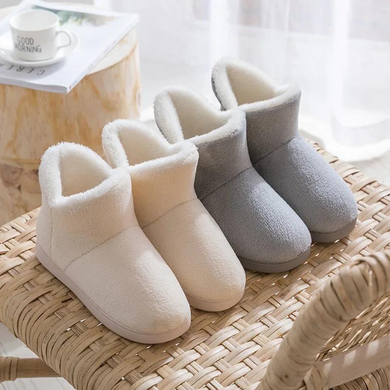 2025 Winter Warm Shoes Woman Men Indoor Slippers Soft Plus Couples Home Floor Snow Boots Anti-slip Female House Footwear