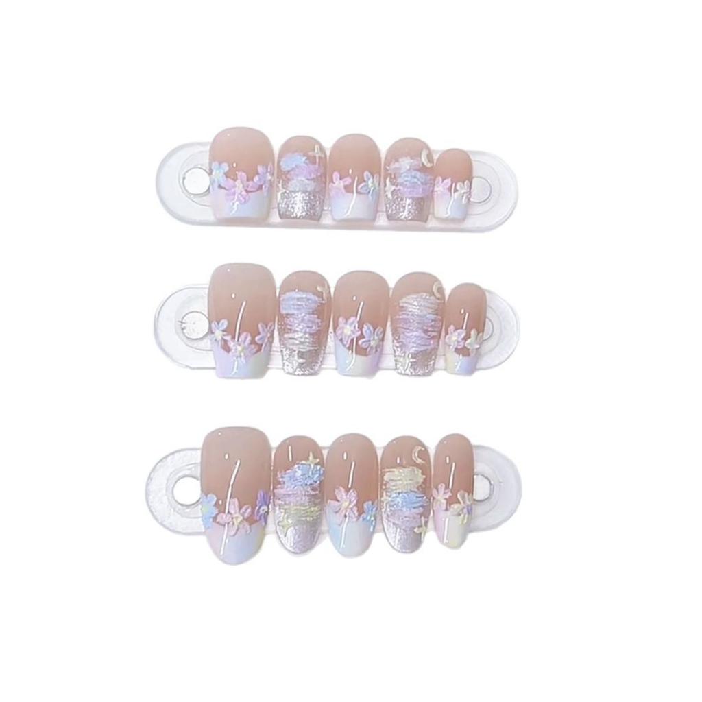 Hand-woven Armor New Style Oil Painted Small Flower Hand-painted Plaster Colorful Petals Cat Eye Nail Art