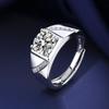 925 Sterling Silver Rings for Men Shining Crystal Adjustable Size Fashion Gifts Engagement Wedding High Quality Jewelry