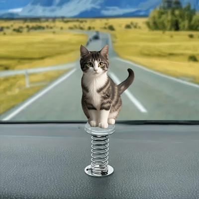 Figura di Gatto a Molla in Acrilico Supporto Oscillante Carino per Cruscotto Specchietto Retrovisore Ornamento da Appendere Animale Cartone Animato Accessorio per Veicolo Scrivania