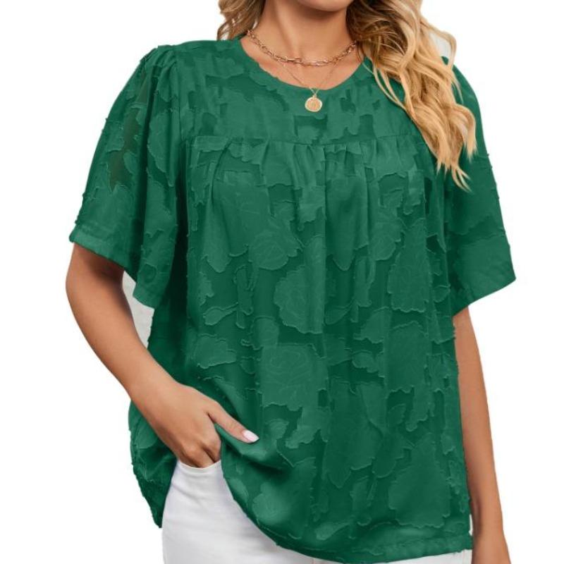 Odzież damska Dekolt w serek Letnia bluzka szyfonowa Jednolita Rękaw trąbkowy Koronkowa wycinanka Top
