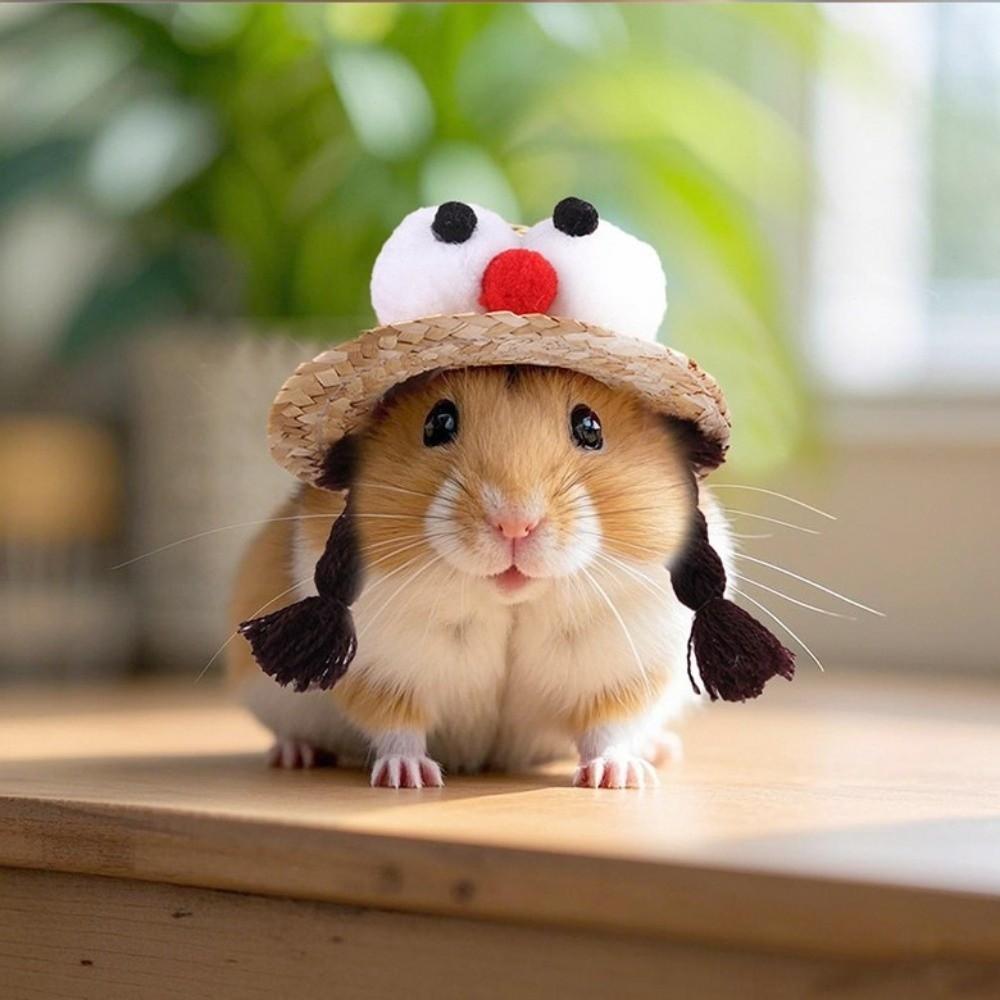 Adjustable Fisherman Hat Elastic Strap Decorative Rabbit Cap Funny Small Pets Hat  Photo Props