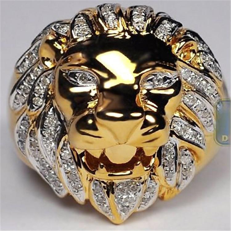 New Domineering Style On Jewelry Gold Lion Head Ring Ring