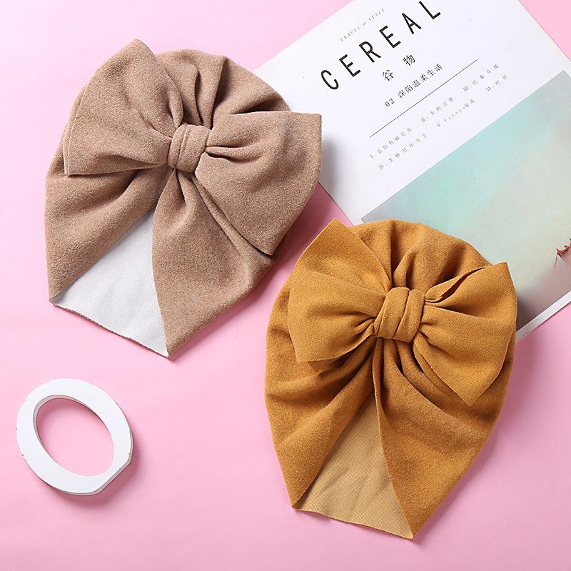 New Solid Color Baby Turban Cap Big Bow Infant Sweet Hat Newborn Elastic Bandana Headband Headscarf Beanie Kids Hair Accessories
