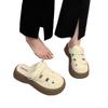 Baotou Half Slippers Women's 2025 Summer Daily Wear One Pedal Non-slip Roman Shoes Two Wear Hollow Sandals Thick Sole