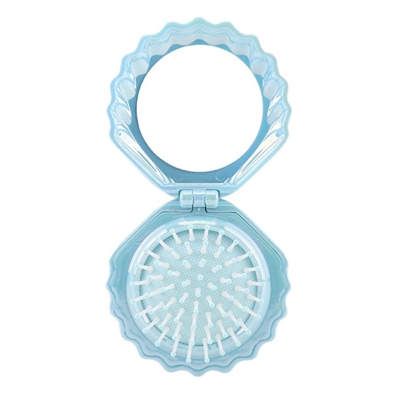 

Shell Shaped Air Cushioned Comb And Mirror Set Portable Hair Styling Tool Portable Massage Comb Hairbrush синій
