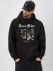 Gothic-stone Men Hoodie Hooded Top, Vintage Statue Collage & Gothic Letter Front Print, Warm Fleece Pullover Sweatshirt for Weekend City Roams