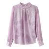 Stand-up Collar Jacquard Top Autumn New Loose Foreign-style Shirt Long-sleeved Women's Shirt