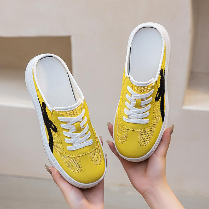 Baotou Without Heel Half Slippers Women's New Slippers In Summer 2025 Wear Women's Versatile Mesh Breathable Shoes When They Go Out