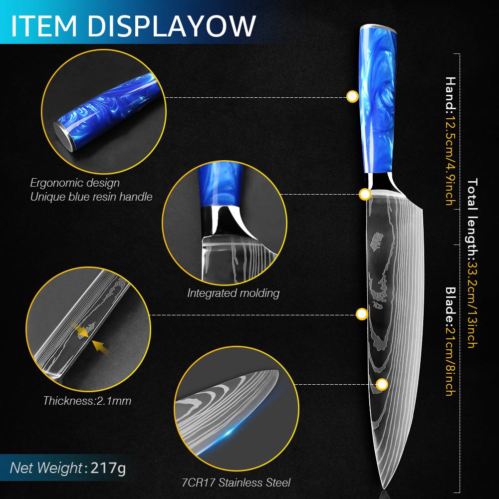 7CR17 High Carbon Stainless Steel Chef's Knife Japanese Kitchen Knife Damascus Boning Knife