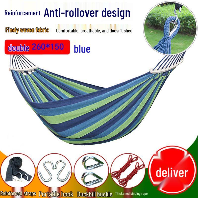 Double Outdoor/Indoor Hammock Bed: Adult Swing, Hanging Rope Chair & Rocking Net for Sleeping