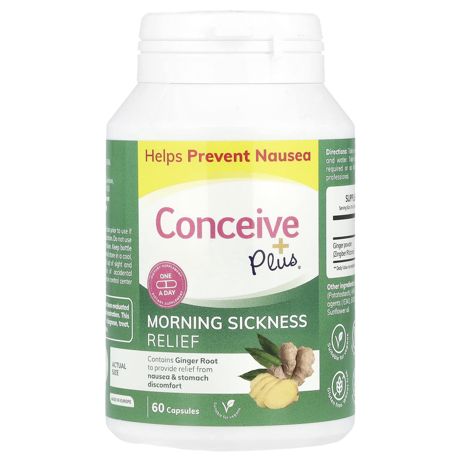 

Conceive Plus, Ранковий токсикоз, 500 мг, 60 капсул