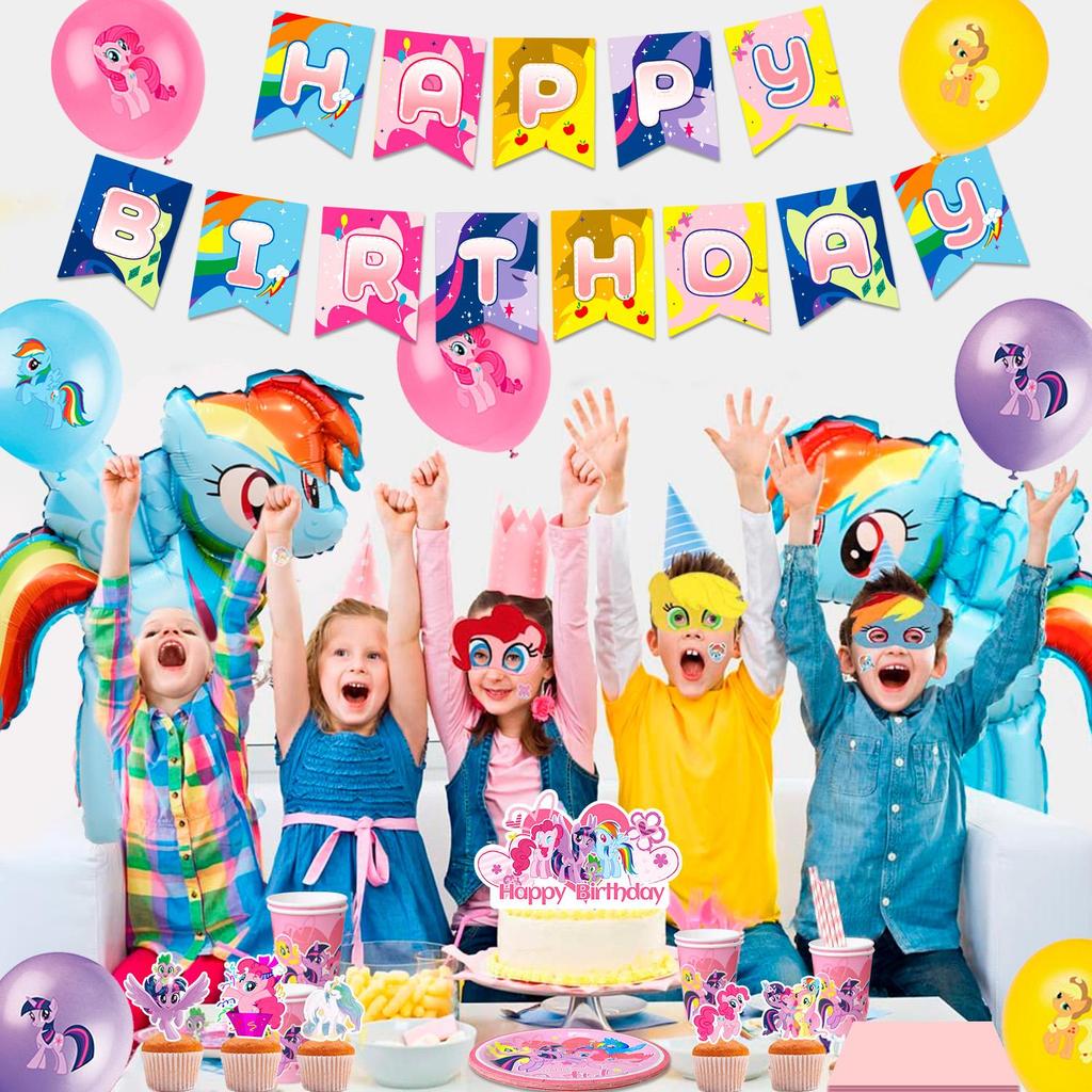 Birthday Party Supplies,164pcs Party Decorations&Tableware Set- Balloons Cake Toppers Table Cloth Plates Napkins Etc Party Supplies