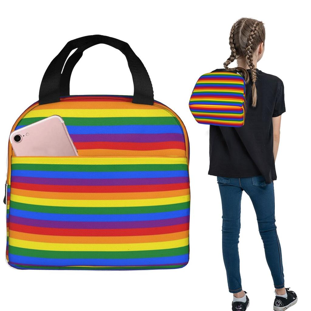 Rainbow Pride Flag Insulated Lunch Bag for Women Kids Portable Food Boxes Thermal Lunch Box Tote