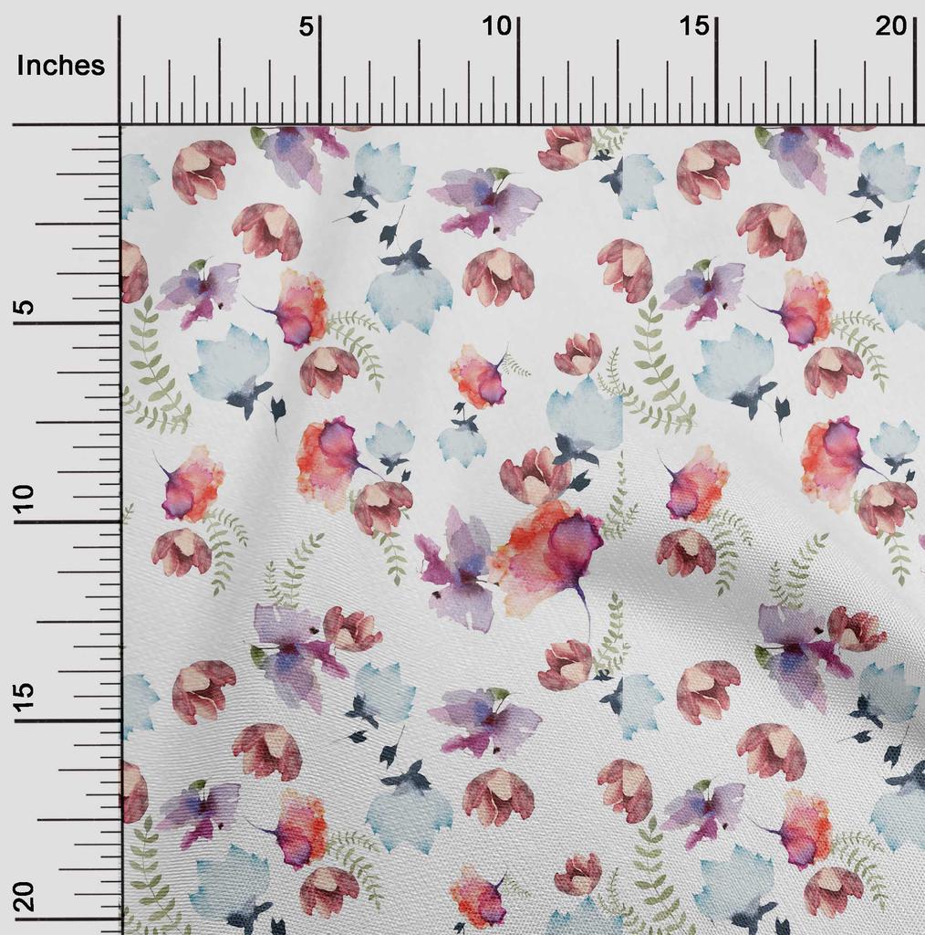 oneOone Bavlněný Flex Krémový Látka Květiny & Listy Akvarel DIY Oblečení Prošívaná Látka Potisk Látka Na Metráž 40 Palců