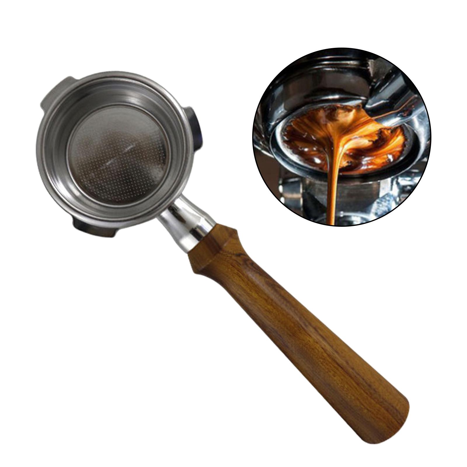 

58 мм бездонный кофейный фильтр с деревянной ручкой, аксессуары для кофемашины из нержавеющей стали