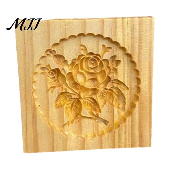 Easy Clean Dough Decorating Tools Wood Cookie Cutter Mold, Round Gingerbread Biscuit Stamp for Professional Pastry Shaping DIY Baking, Cake