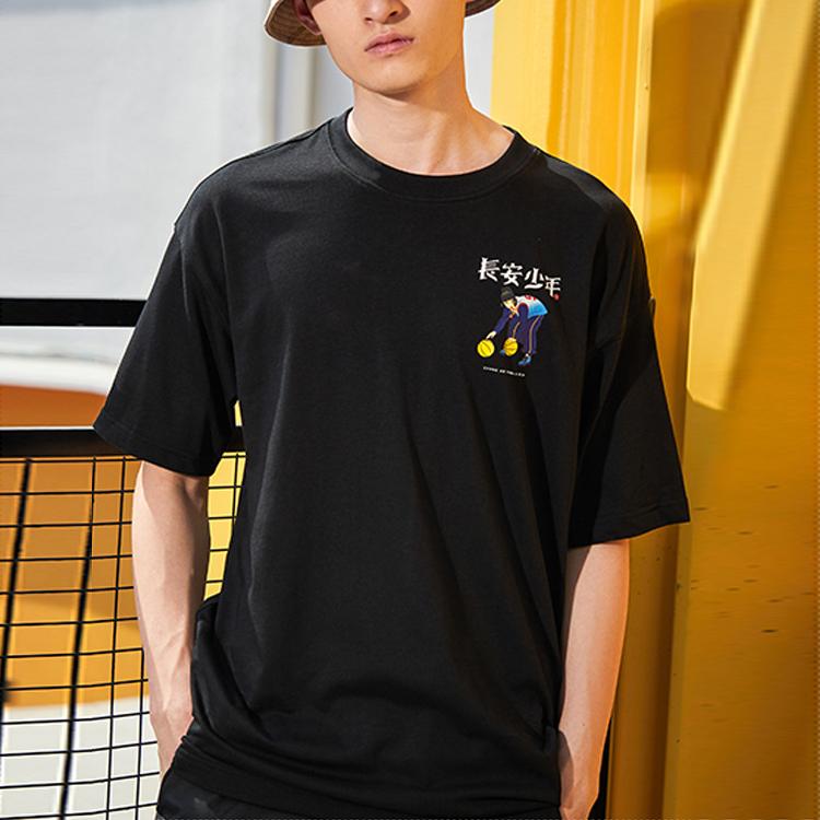 Li Ning Badfive Changan Youth Basketball Short Sleeve T-Shirt Men Tops Black AHSQ907-3