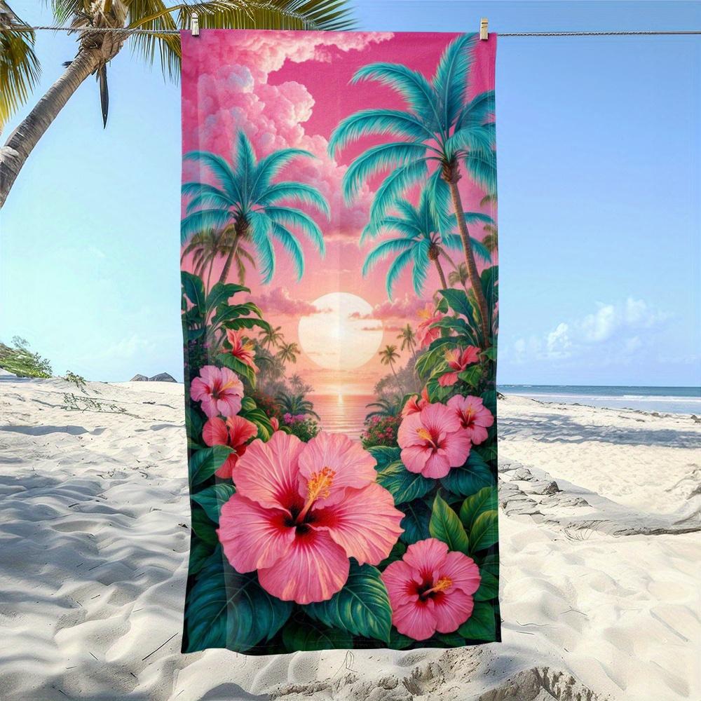 Ka Chen Muda White 1Pc Fashionable Floral Design Beach Towel Super Absorbent Suitable For Summer Beach Camping Trip Gift For Family Mother's Day’