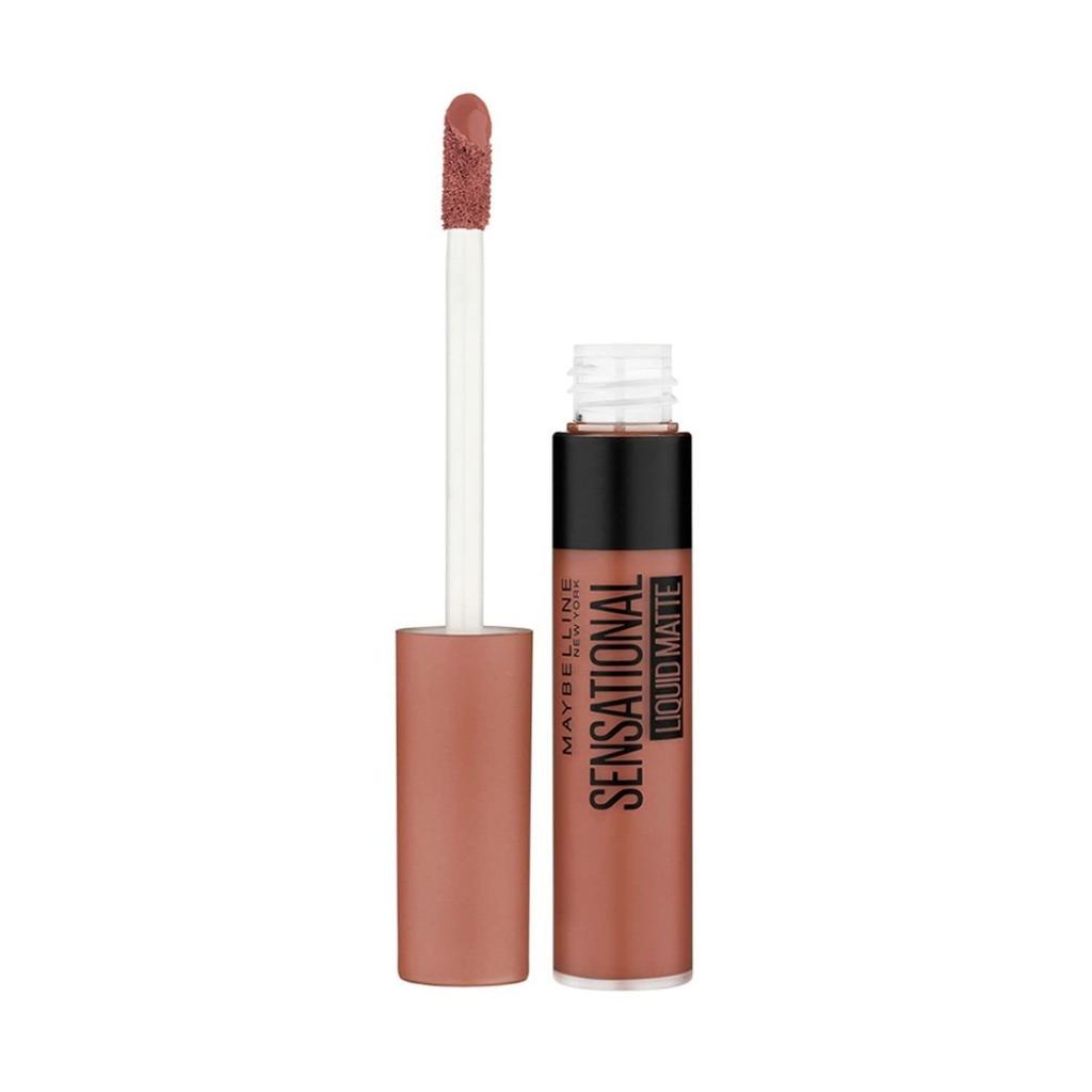 Maybelline New York Sensational Liquid Matte Lipstick 7ml Bare It All NU01 Lightweight Non Drying Long Lasting Non Sticky Full Coverage Lip Color