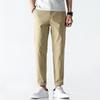 Summer Ankle-Length Pants Men Cotton Straight Fit Fashion Thin Brand Clothing Solid Color Casual Trousers Male 28-38