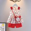 Girls Summer Princess Two Piece Set Short Sleeve Top And Skirt Fashionable Outfit For Little Kids