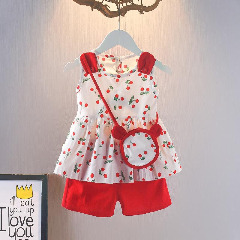 Girls Summer Princess Two Piece Set Short Sleeve Top And Skirt Fashionable Outfit For Little Kids