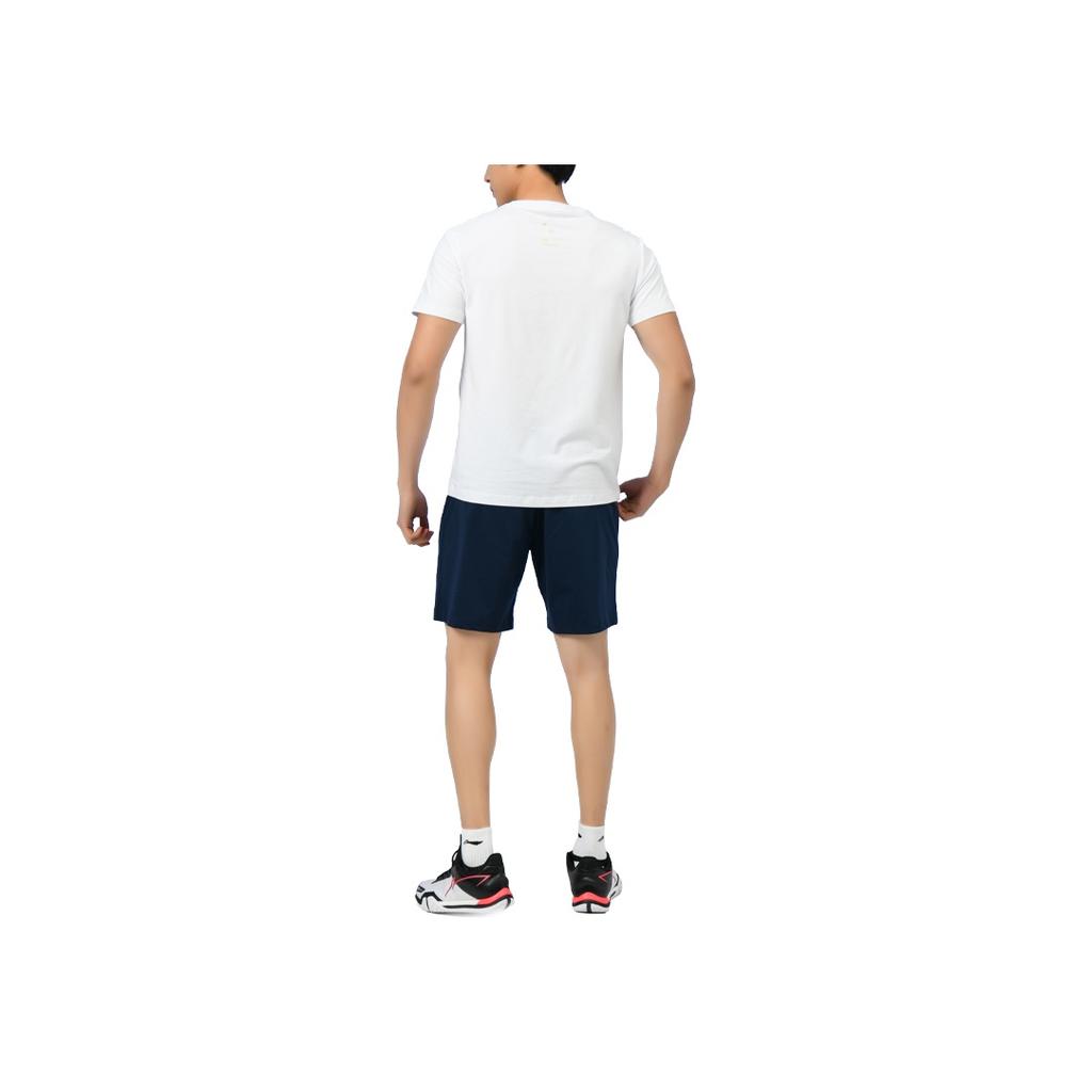 Li Ning Tischtennis Serie Schnelltrocknendes Rundhals Sportkultur Kurzarm T-Shirt Herren Oberteile Standard-Weiß AHSR765-1
