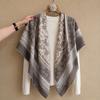 oversized beige flower travel sunscreen sunshade cotton and linen scarf women's silk scarf 111cm large square scarf shawl dual-purpose