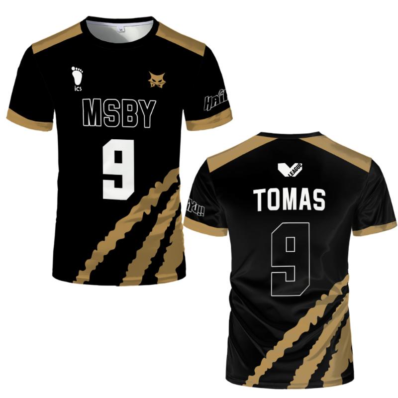 Summer Hinata Shoyo Black Jackal Volleyball Jersey T-shirt Haikyuu MSBY Anime Jerseys Print Tee Street Sports Oversized Kid Tops