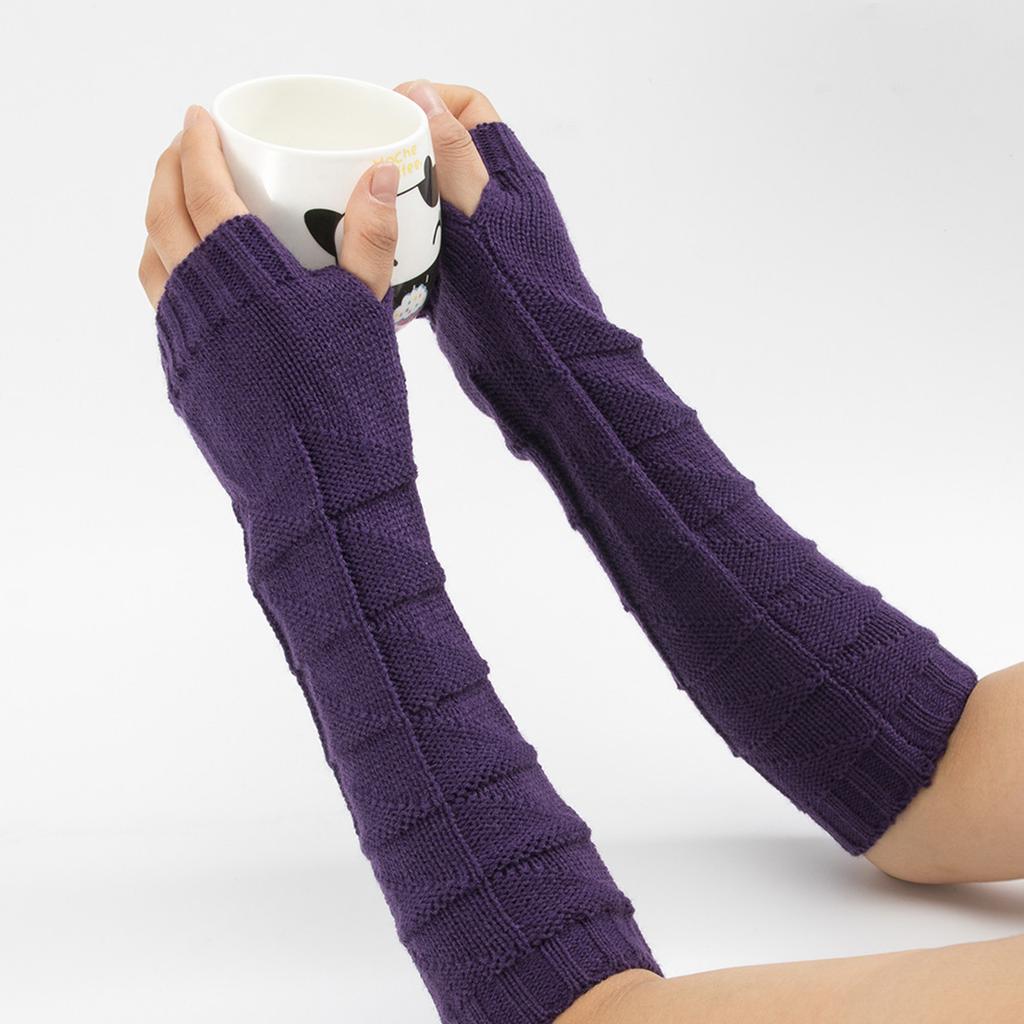 New Autumn and Winter Faux Sleeve Woolen Gloves for Men and Women Knitted Warm Half Finger Wrist Protection Gloves