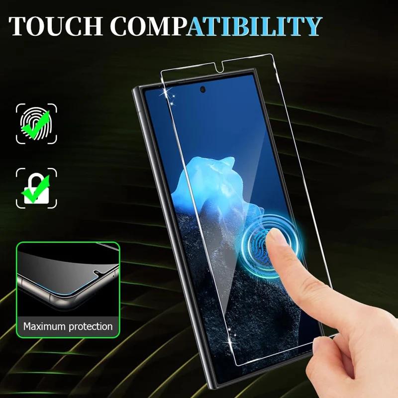 4pcs Premium Tempered Glass for Samsung Galaxy S26 S25 Edge S24 Ultra S23 S22 S21 Plus FE Note20 Screen Protector Fingerprint Unlock Glass Flim